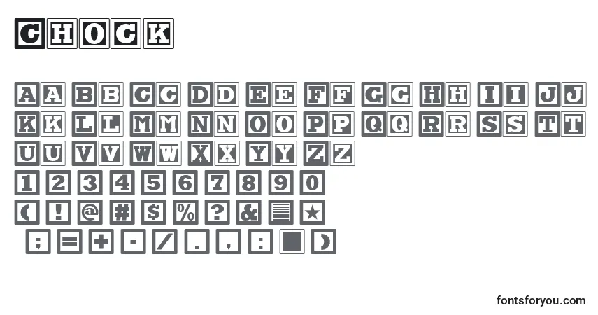 A fonte Chock – alfabeto, números, caracteres especiais