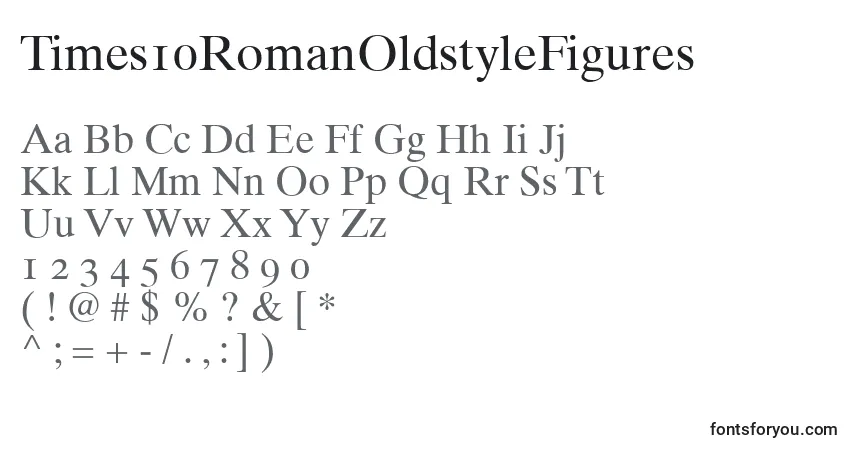 Czcionka Times10RomanOldstyleFigures – alfabet, cyfry, specjalne znaki