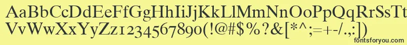 Шрифт Times10RomanOldstyleFigures – чёрные шрифты на жёлтом фоне