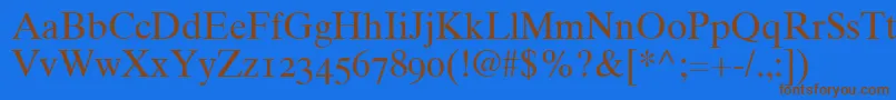 Times10RomanOldstyleFigures-Schriftart – Braune Schriften auf blauem Hintergrund