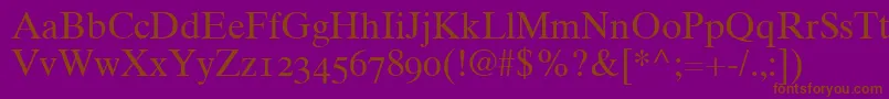 Times10RomanOldstyleFigures-Schriftart – Braune Schriften auf violettem Hintergrund