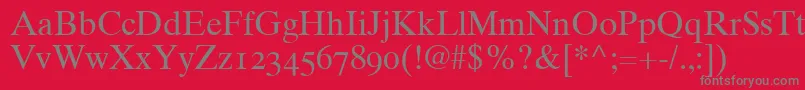 Times10RomanOldstyleFigures-Schriftart – Graue Schriften auf rotem Hintergrund