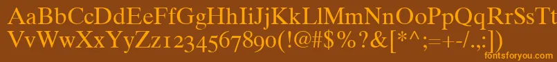 Times10RomanOldstyleFigures Font – Orange Fonts on Brown Background