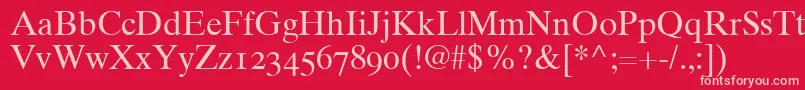 Times10RomanOldstyleFigures Font – Pink Fonts on Red Background