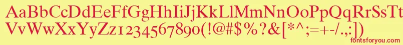 Times10RomanOldstyleFigures Font – Red Fonts on Yellow Background