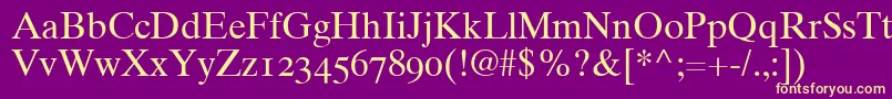 Times10RomanOldstyleFigures Font – Yellow Fonts on Purple Background