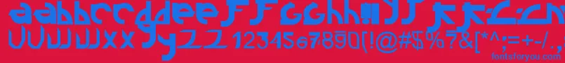 Linkin ffy-Schriftart – Blaue Schriften auf rotem Hintergrund