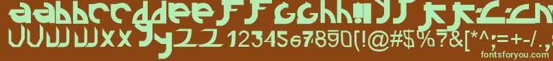 フォントLinkin ffy – 緑色の文字が茶色の背景にあります。