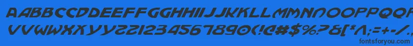 Machv2i-Schriftart – Schwarze Schriften auf blauem Hintergrund