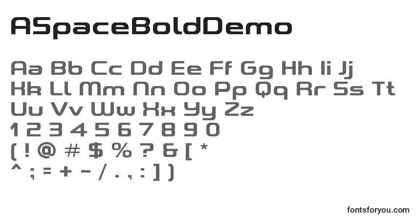 Czcionka ASpaceBoldDemo – alfabet, cyfry, specjalne znaki