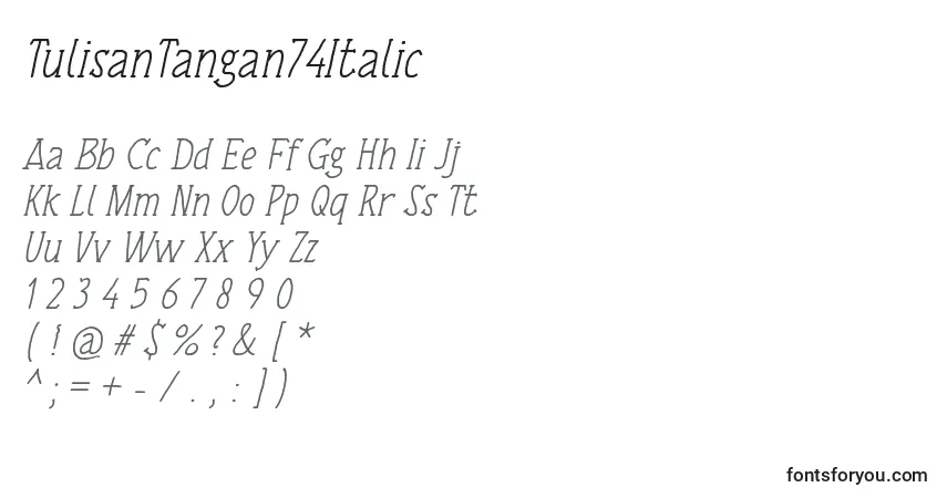 TulisanTangan74Italicフォント–アルファベット、数字、特殊文字