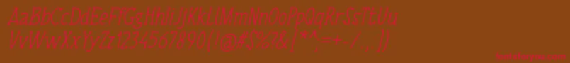 TulisanTangan74Italic Font – Red Fonts on Brown Background