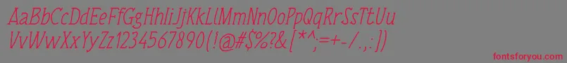 TulisanTangan74Italic Font – Red Fonts on Gray Background