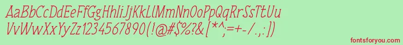 フォントTulisanTangan74Italic – 赤い文字の緑の背景