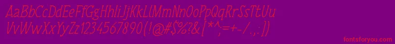 TulisanTangan74Italic-Schriftart – Rote Schriften auf violettem Hintergrund