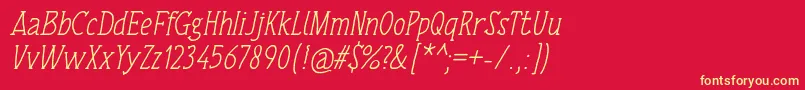 TulisanTangan74Italic Font – Yellow Fonts on Red Background