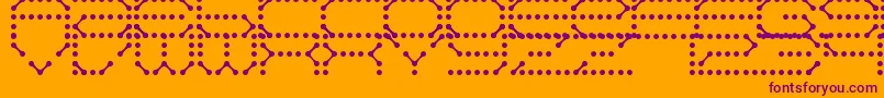 QzTeletype-Schriftart – Violette Schriften auf orangefarbenem Hintergrund