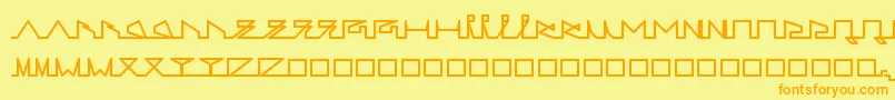 フォントLifeSLines – オレンジの文字が黄色の背景にあります。