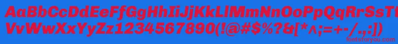ChivoBlackitalic-fontti – punaiset fontit sinisellä taustalla