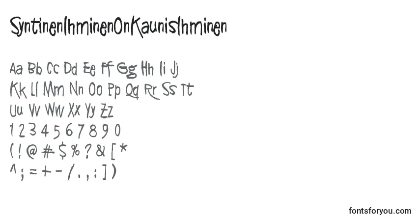 SyntinenIhminenOnKaunisIhminen Font – alphabet, numbers, special characters