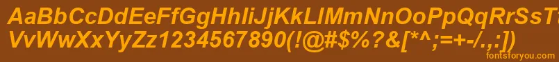Weitere Informationen zur ArialПолужирныйКурсив-Schriftart ArialПолужирныйКурсив-Schriftart – Orangefarbene Schriften auf braunem Hintergrund