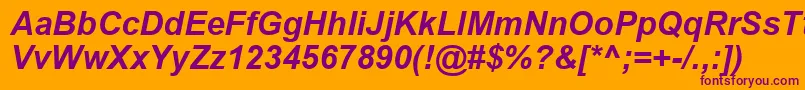 ArialРџРѕР»СѓР¶РёСЂРЅС‹Р№РљСѓСЂСЃРёРІ-Schriftart – Violette Schriften auf orangefarbenem Hintergrund