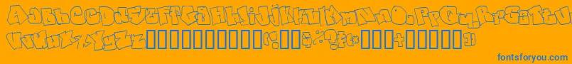 Spanky2-Schriftart – Blaue Schriften auf orangefarbenem Hintergrund