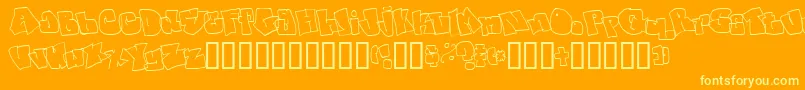 Spanky2-Schriftart – Gelbe Schriften auf orangefarbenem Hintergrund