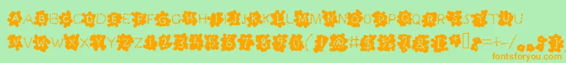 Splashblobsndots Font – Orange Fonts on Green Background