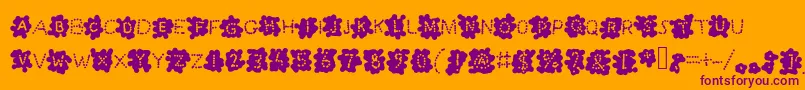 Splashblobsndots-Schriftart – Violette Schriften auf orangefarbenem Hintergrund