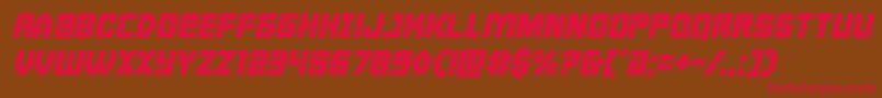 フォントCyborgroosterital – 赤い文字が茶色の背景にあります。