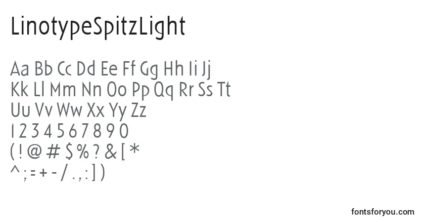 Schriftart LinotypeSpitzLight – Alphabet, Zahlen, spezielle Symbole