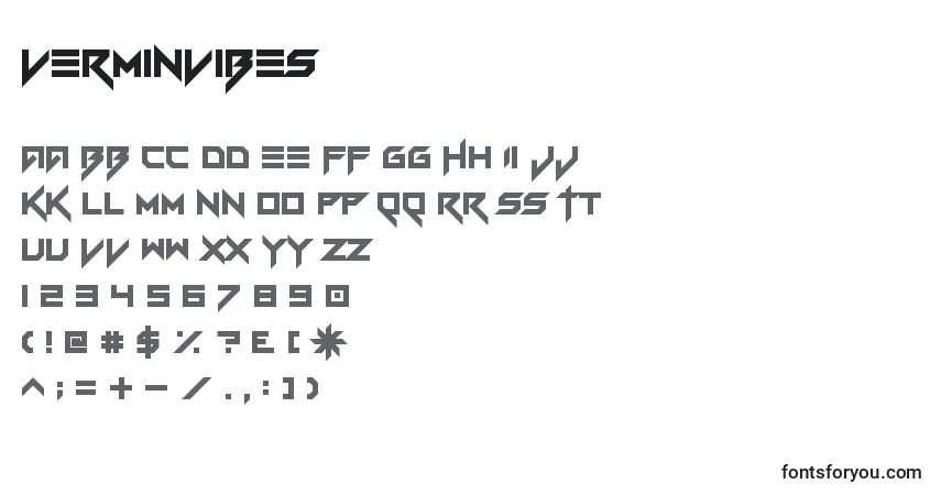A fonte VerminVibes – alfabeto, números, caracteres especiais