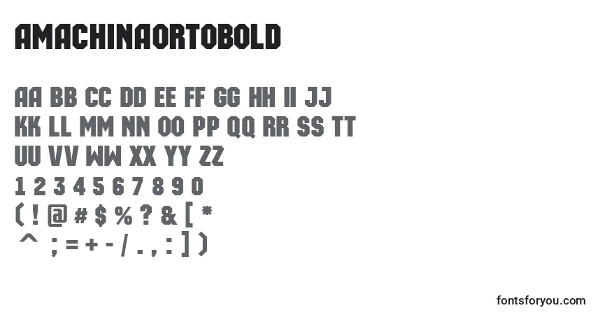 Schriftart AMachinaortoBold – Alphabet, Zahlen, spezielle Symbole