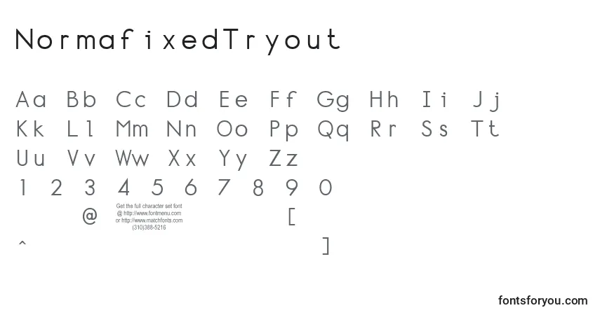 Czcionka NormafixedTryout – alfabet, cyfry, specjalne znaki
