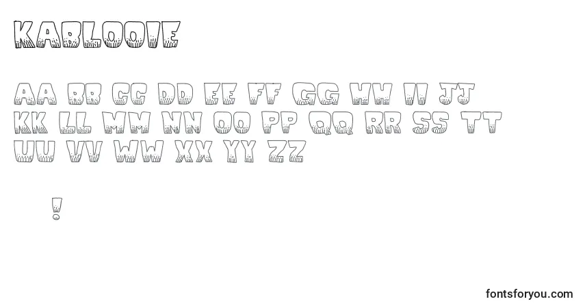 Czcionka Kablooie – alfabet, cyfry, specjalne znaki