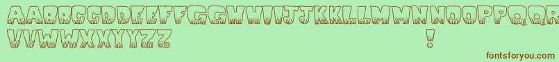 Czcionka Kablooie – brązowe czcionki na zielonym tle