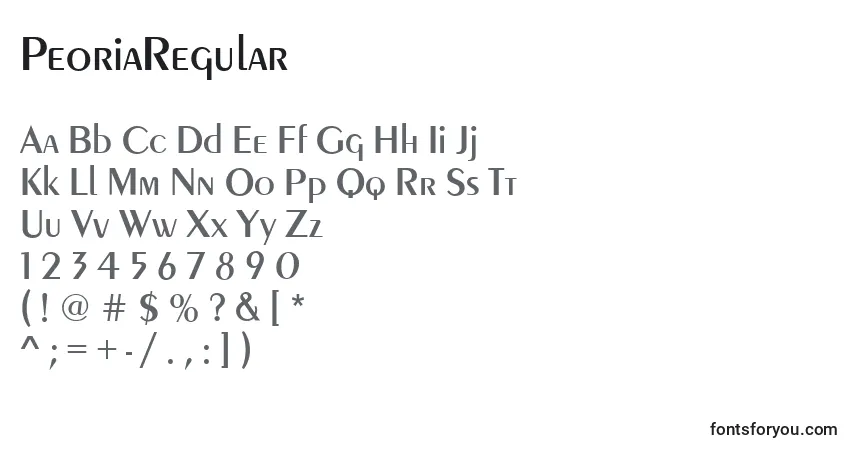 Schriftart PeoriaRegular – Alphabet, Zahlen, spezielle Symbole