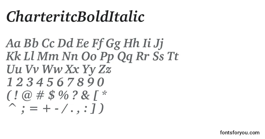 CharteritcBoldItalicフォント–アルファベット、数字、特殊文字