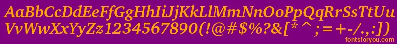 CharteritcBoldItalic Font – Orange Fonts on Purple Background