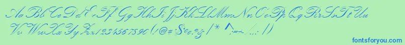 Kunstlerschreibschdmed-Schriftart – Blaue Schriften auf grünem Hintergrund