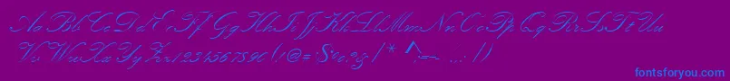 Kunstlerschreibschdmed-Schriftart – Blaue Schriften auf violettem Hintergrund