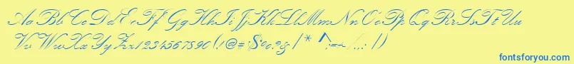 Шрифт Kunstlerschreibschdmed – синие шрифты на жёлтом фоне