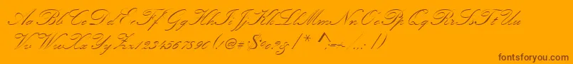 Kunstlerschreibschdmed-Schriftart – Braune Schriften auf orangefarbenem Hintergrund