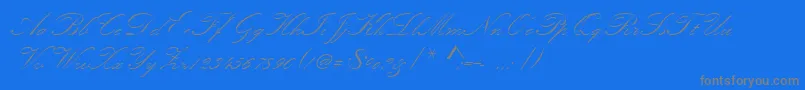 Kunstlerschreibschdmed-Schriftart – Graue Schriften auf blauem Hintergrund