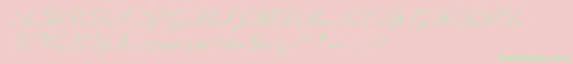 Kunstlerschreibschdmed-Schriftart – Grüne Schriften auf rosa Hintergrund