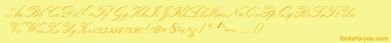 Kunstlerschreibschdmed Font – Orange Fonts on Yellow Background