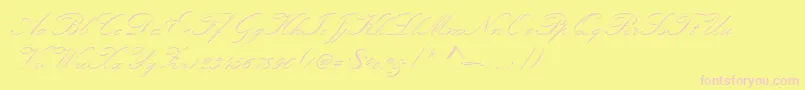 Kunstlerschreibschdmed-Schriftart – Rosa Schriften auf gelbem Hintergrund