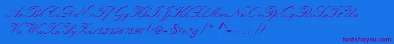 Kunstlerschreibschdmed-Schriftart – Violette Schriften auf blauem Hintergrund