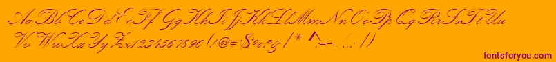 Kunstlerschreibschdmed-fontti – violetit fontit oranssilla taustalla